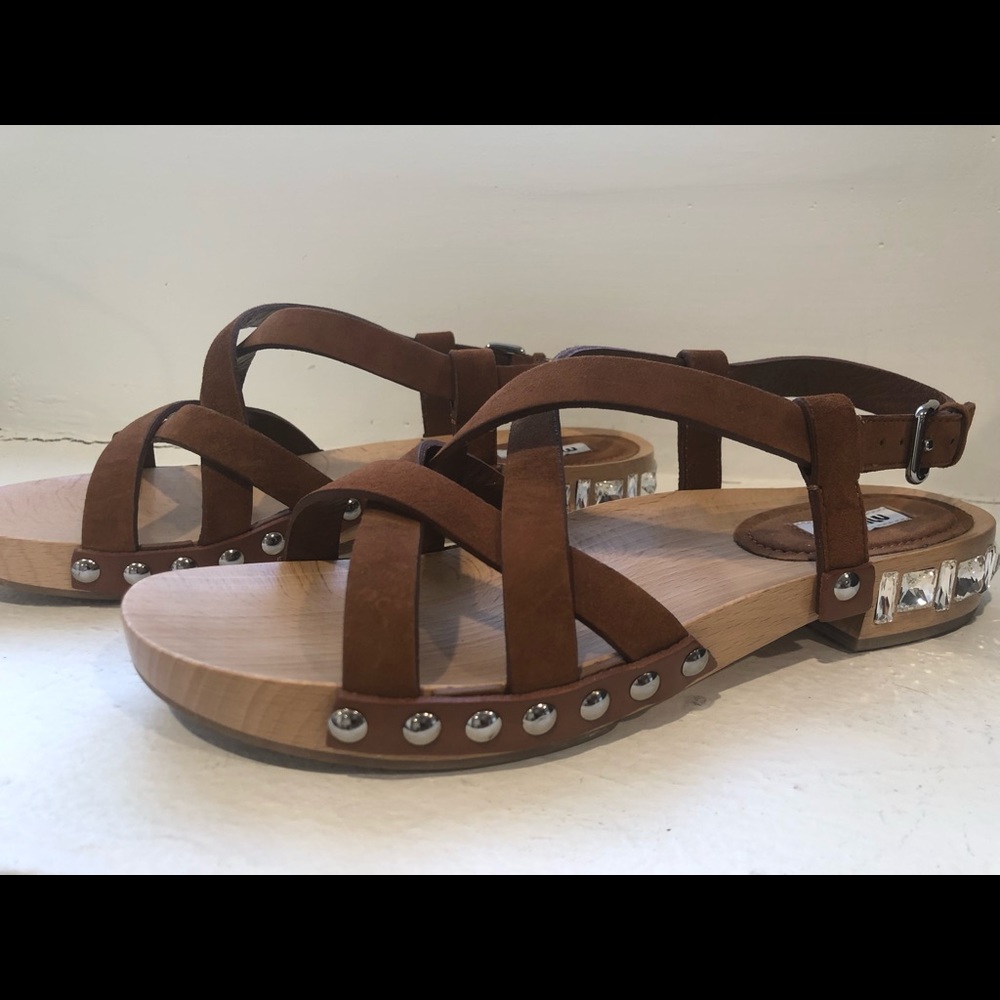 Miu Miu suede sandals with crystal heel
